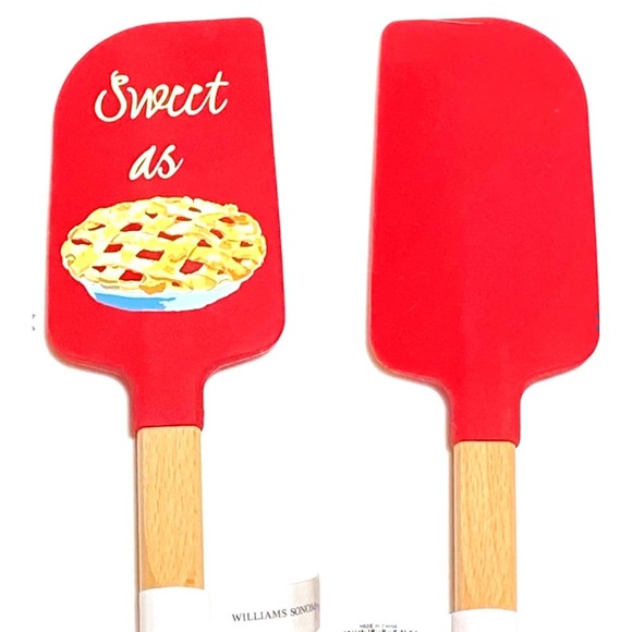 NEW Williams Sonoma 14" RED SPATULA Silicone & Wood STURDY Sweet As Cherry Pie - Picture 3 of 6
